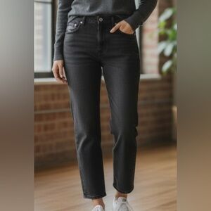 Abercrombie Fitch Black Ankle Straight Ultra High Rise Mixed Material Women’s 14